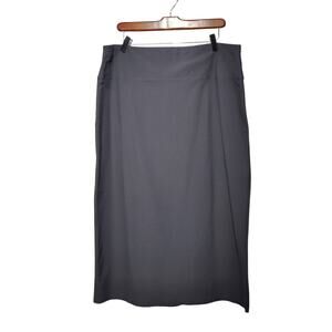 Eileen Fisher Women's Sz XL Dark Grey Crepe Stretch Midi Skirt Fitted Pencil